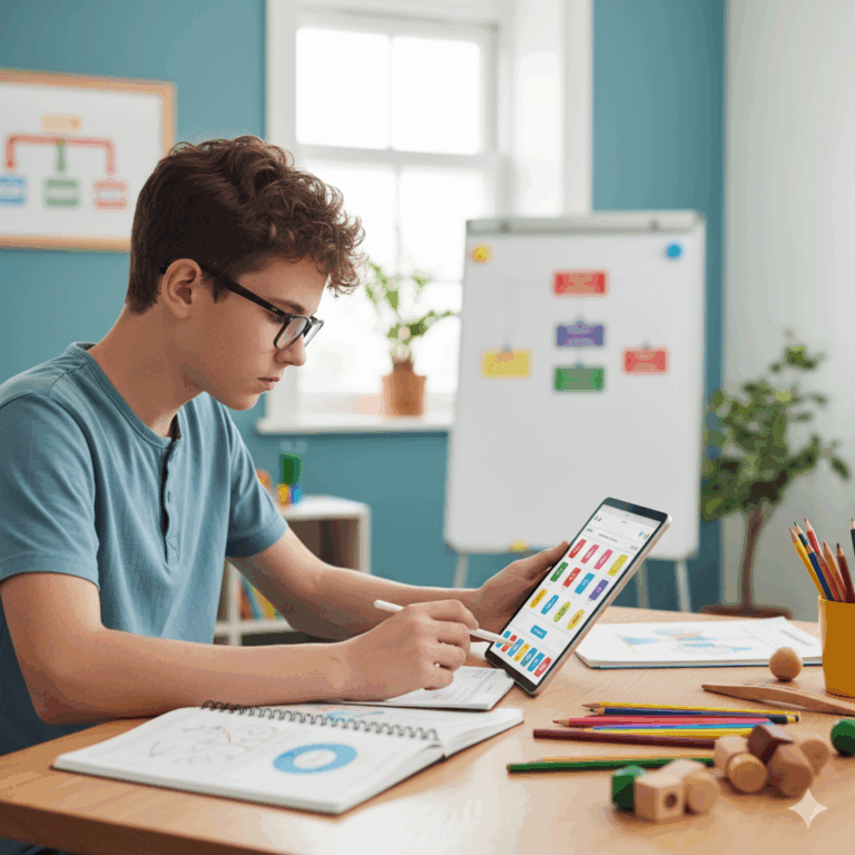 Child or young person engaging in learning support.