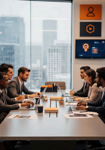 Meeting room with professionals discussing workplace support